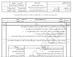 نمونه سوال امتحانی فیزیک