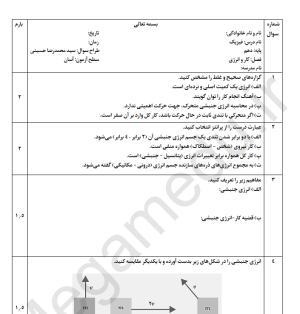 نمونه سوال فیزیک دهم کار و انرژی