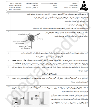 نمونه سوال امتحانی فیزیک دهم ریاضی ترم اول مدرسه علامه طباطبایی به همراه پاسخ