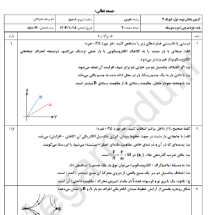 نمونه سوال امتحانی فیزیک