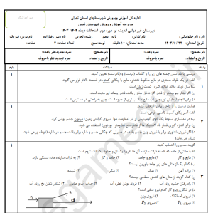 نمونه سوال امتحانی فیزیک