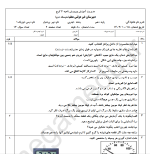 نمونه سوال امتحانی فیزیک