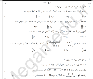 word +pdf نمونه سوالات مدارس تیزهوشان حسابان 1 یازدهم ریاضی، نوبت اول 1403 با پاسخ تشریحی