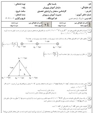 20 سوال تشریحی پرتکرار الکتریسیته ساکن