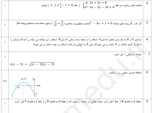 نمونه سوالات نوبت اول  ریاضی یازدهم تجربی