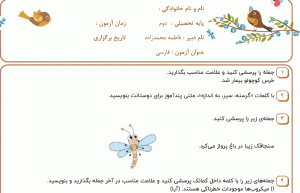 نمونه سوال فارسی دوم _ فصل دوم
