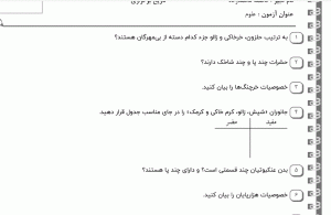 نمونه سوال علوم چهارم ، درس یازدهم سری اول همراه با پاسخنامه
