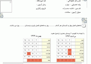 نمونه سوال مطالعات اجتماعی چهارم ، درس بیست و یکم همراه با پاسخنامه