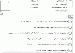 نمونه سوال مطالعات اجتماعی چهارم ، درس نوزدهم سری دوم همراه با پاسخنامه